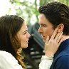 Still of Christian Bale and Katie Holmes in Batman Begins