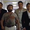 Still of Justin Bartha, Bradley Cooper, Zach Galifianakis and Ed Helms in The Hangover