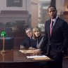 Still of Leslie Bibb, Jamie Foxx and Bruce McGill in Law Abiding Citizen