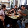 Still of Robert Downey Jr., Zach Galifianakis and Todd Phillips in Due Date
