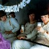 Still of Malcolm McDowell, Warren Clarke and James Marcus in A Clockwork Orange