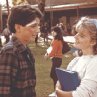 Still of Elisabeth Shue and Ralph Macchio in The Karate Kid