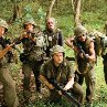 Still of Robert Downey Jr., Ben Stiller, Jay Baruchel, Jack Black and Brandon T. Jackson in Tropic Thunder